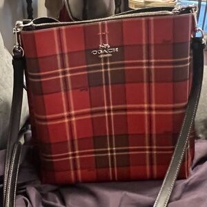 Coach Red Plaid Shoulder Bag